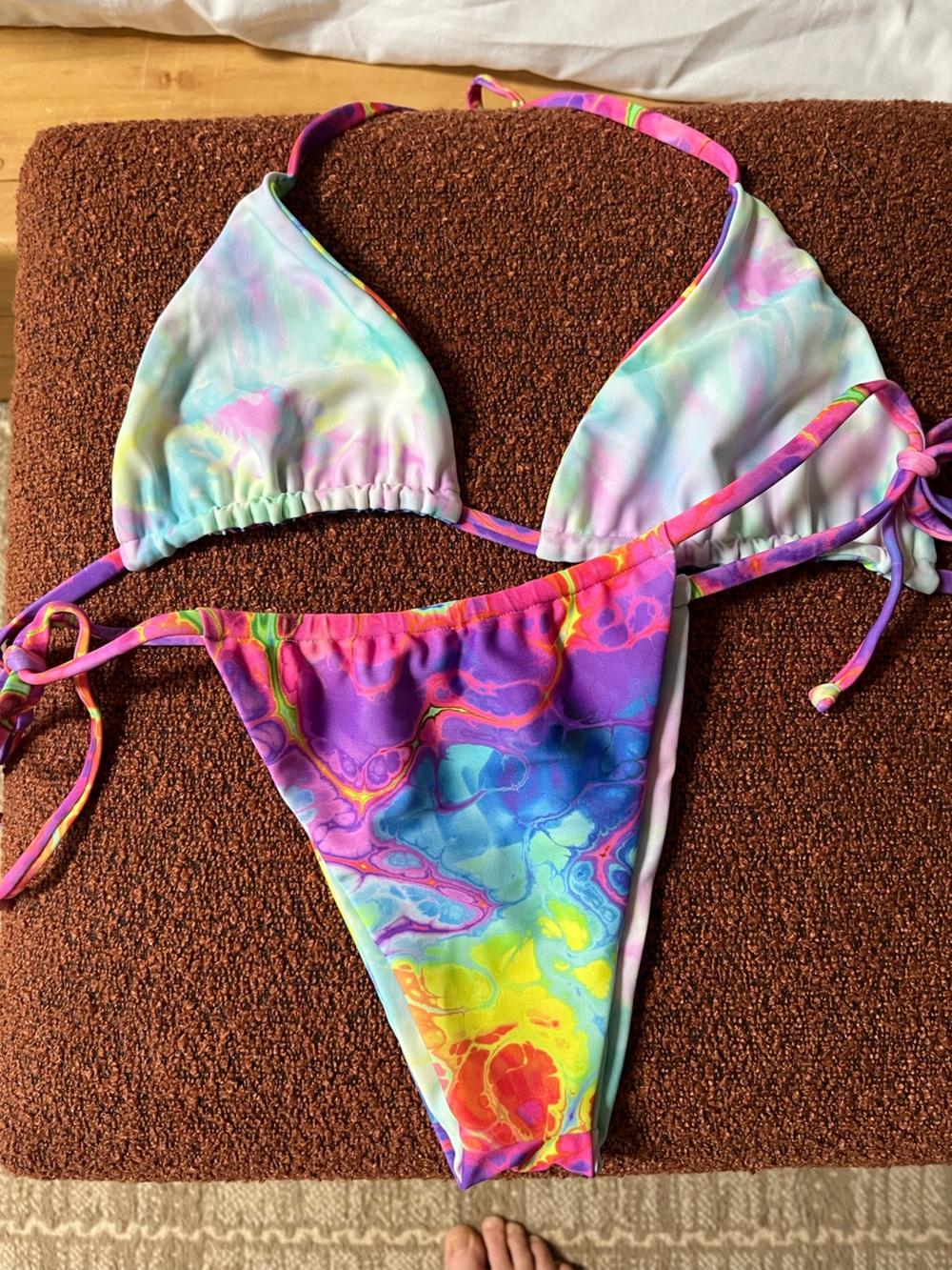Moana Tie-Dye Reversible Triangle String Bikini Set